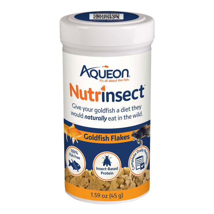 Aqueon Nutrinsect Fish-Free Fish Food Goldfish Flakes, 1ea/1.59 oz