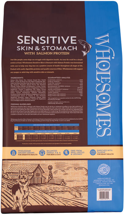 Wholesomes Sensitive Skin And Stomach Dry Dog Food Salmon, 1ea/30 lb
