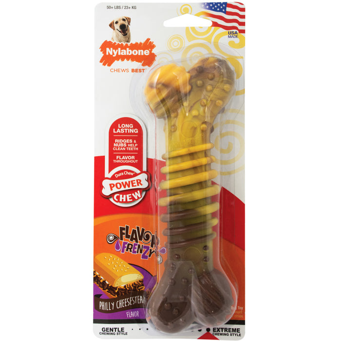 Nylabone Flavor Frenzy Power Chew Dog Toy Philly Cheesesteak, 1ea/XL - 50+ lb