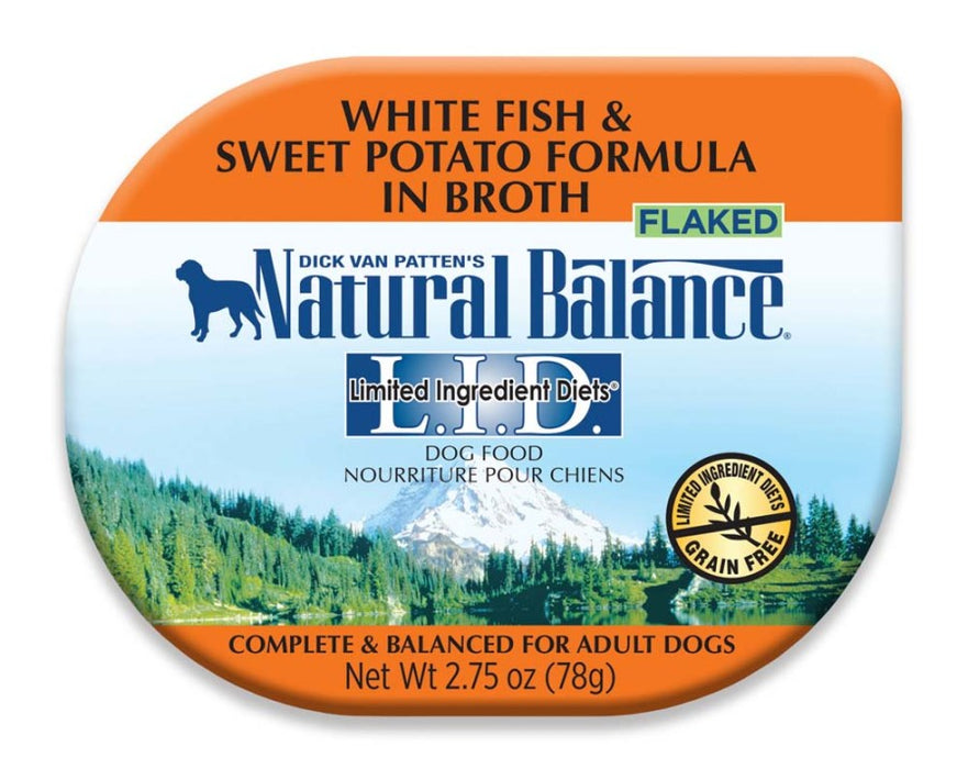 Natural Balance Pet Foods L.I.D. Wet Dog Food White Fish & Sweet Potato in Broth, 24ea/2.75 oz