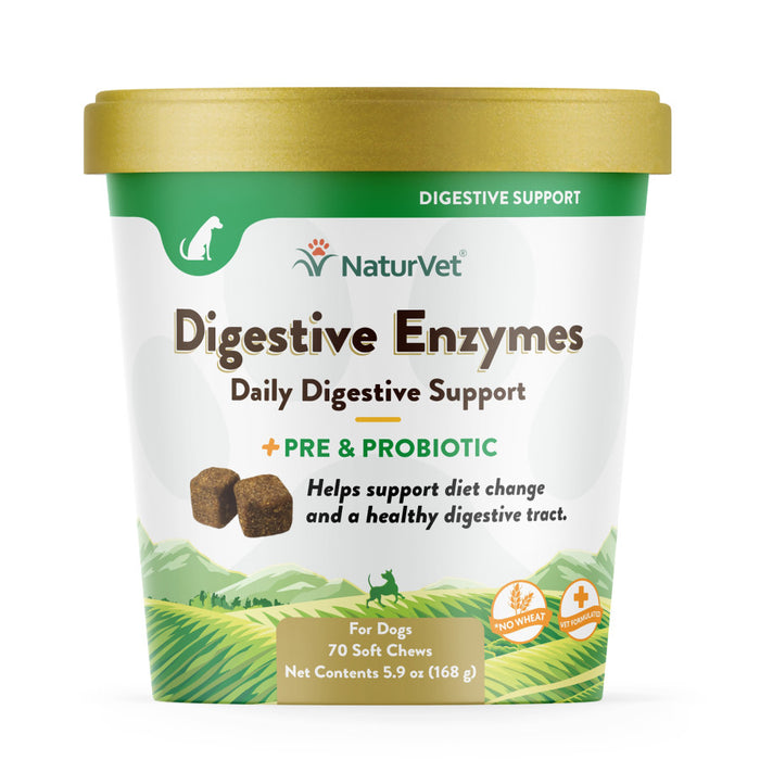 NaturVet Digestive Enzymes Plus Pre & Probiotic Soft Chew 1ea/70 ct