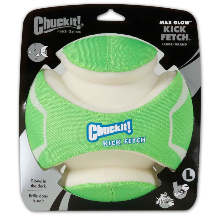 Chuckit! Kick Fetch Dog Toy Max Glow Green/White, 1ea/LG