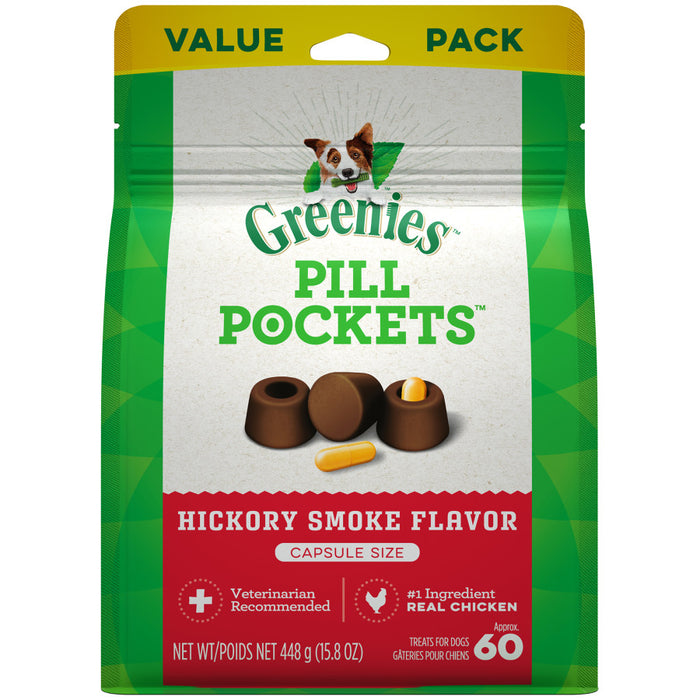 Greenies Pill Pockets for Capsules Hickory Smoke, 1ea/60 ct, 15.8 oz