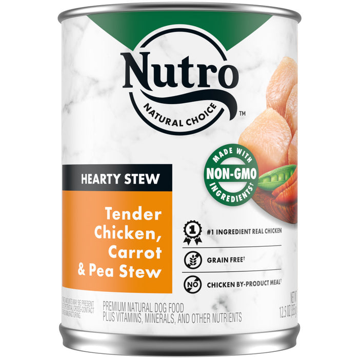 Nutro Products Hearty Stew Cuts in Gravy Adult Wet Dog Food Tender Chicken, Carrot & Pea Stew, 12ea/12.5 oz, 12 pk