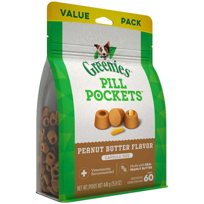 Greenies Pill Pockets for Capsules Peanut Butter, 1ea/60 ct, 15.8 oz