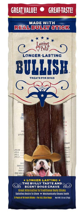 Loving Pets Bullish Sticks Dog Treat 1ea/10 in, 3 pk