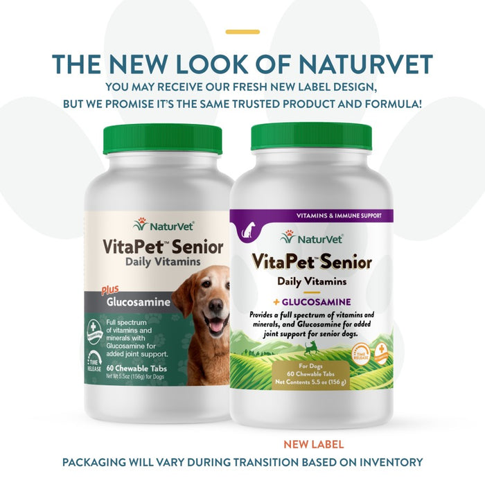 NaturVet VitaPet Senior Plus Glucosamine Time Release Daily Vitamins 1ea/60 ct