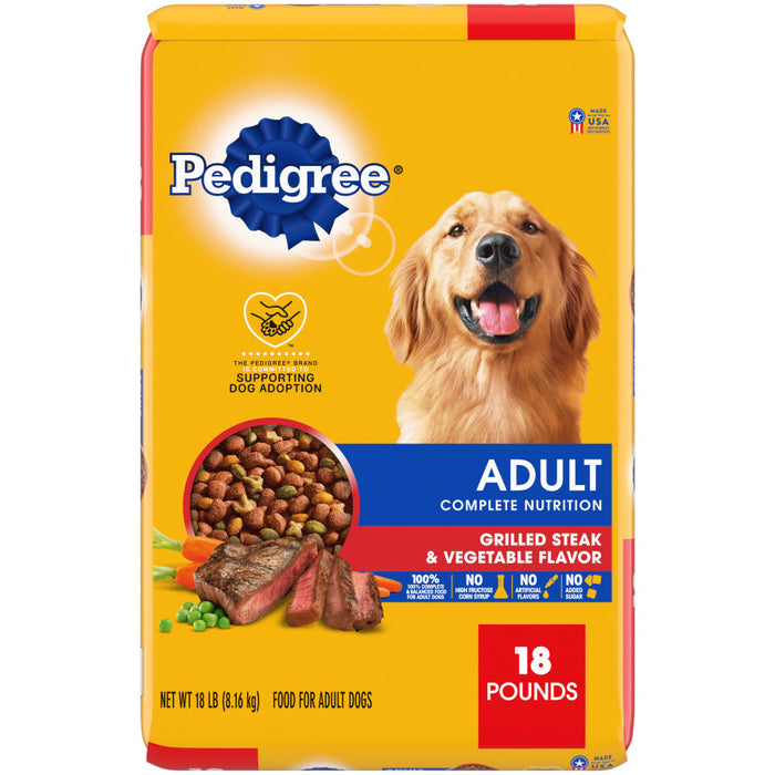 Pedigree Complete Nutrition Adult Dry Dog Food Grilled Steak & Vegetable, 1ea/18 lb