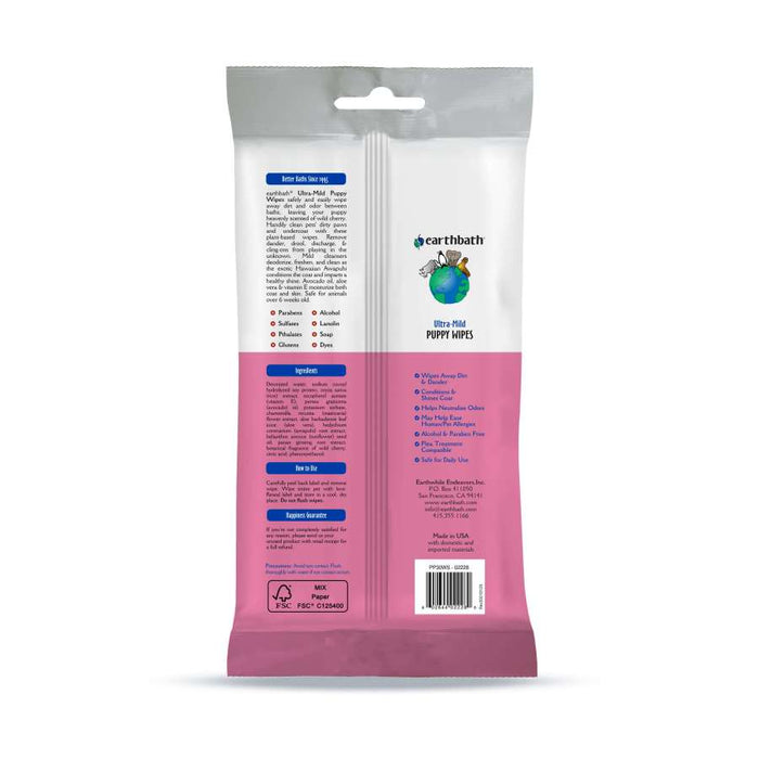 Earthbath Ultra-Mild Puppy Wipes, Wild Cherry 1ea/30 ct