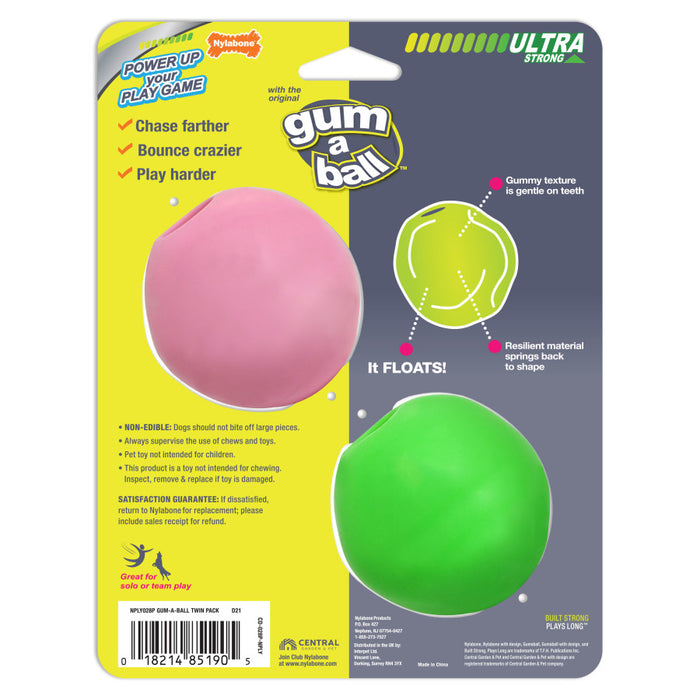 Nylabone Power Play Gum-a-Ball toy for Dogs 1ea/2 ct