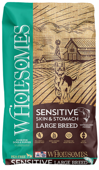 Wholesomes Sensitive Skin & Stomach Large Breed Dry Dog Food Salmon, 1ea/30 lb