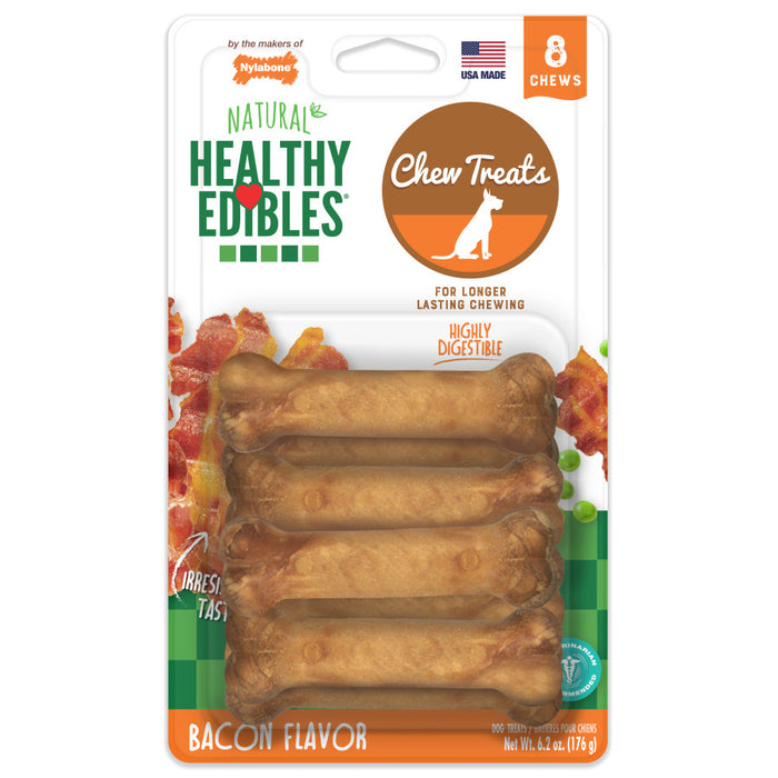 Nylabone Healthy Edibles All-Natural Long Lasting Bacon Flavor Chew Treats 1ea/XS - Up To 15 lb, 8 ct