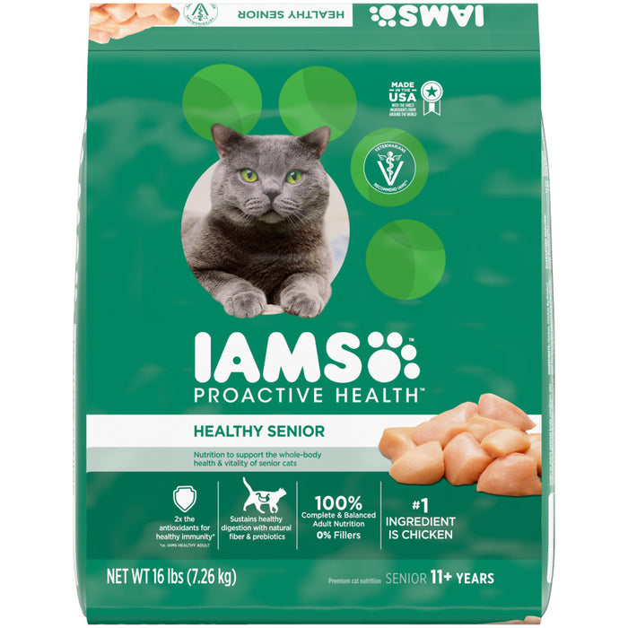 IAMS Proactive Health Senior Dry Cat Food Chicken, 1ea/16 lb