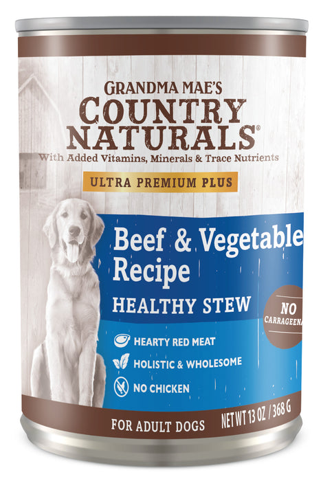 Grandma Mae's Country Naturals Healthy Stew Wet Dog Food Beef & Vegetable, 12ea/13 oz