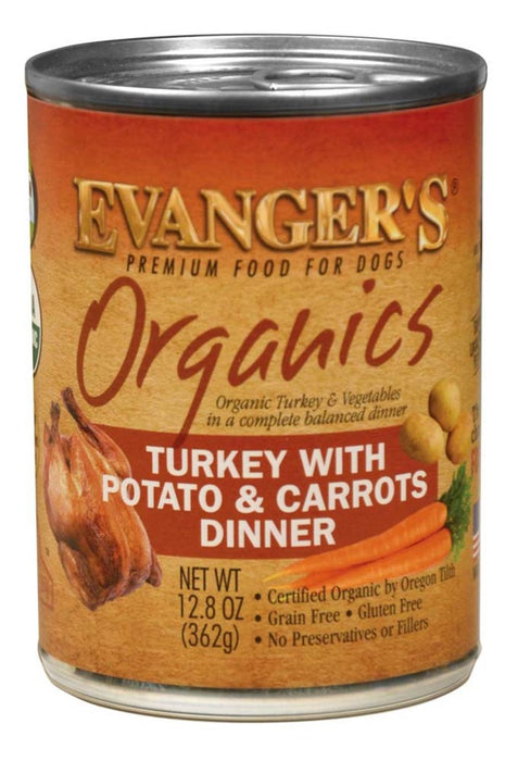 Evanger's Organics Wet Dog Food Turkey w/Potato & Carrots, 12ea/12.8 oz, 12 pk