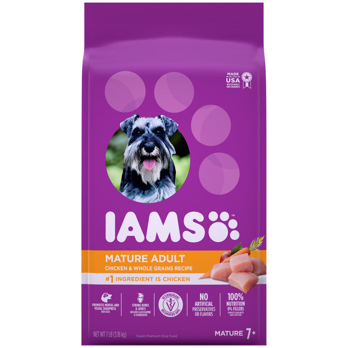 IAMS Mature Adult Senior Dry Dog Food Real Chicken, 1ea/7 lb