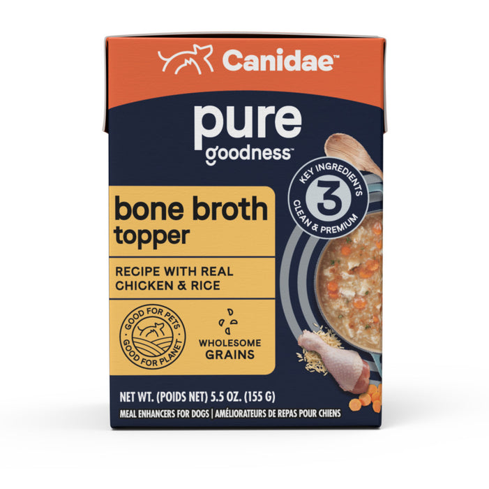 CANIDAE PURE goodness Bone Broth Topper Real Chicken & Rice, 12ea/5.5 oz