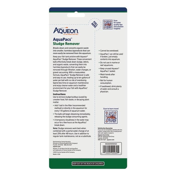 Aqueon AquaPacs Sludge Remover 6ea/12 pk, 10 gal