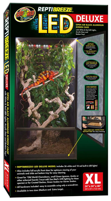 Zoo Med ReptiBreeze LED Deluxe Screen Cage Black, 1ea/XL