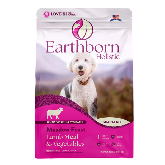 Earthborn Holistic Meadow Feast Grain-Free Dry Dog Food Lamb Meal & Vegetables, 1ea/25 lb