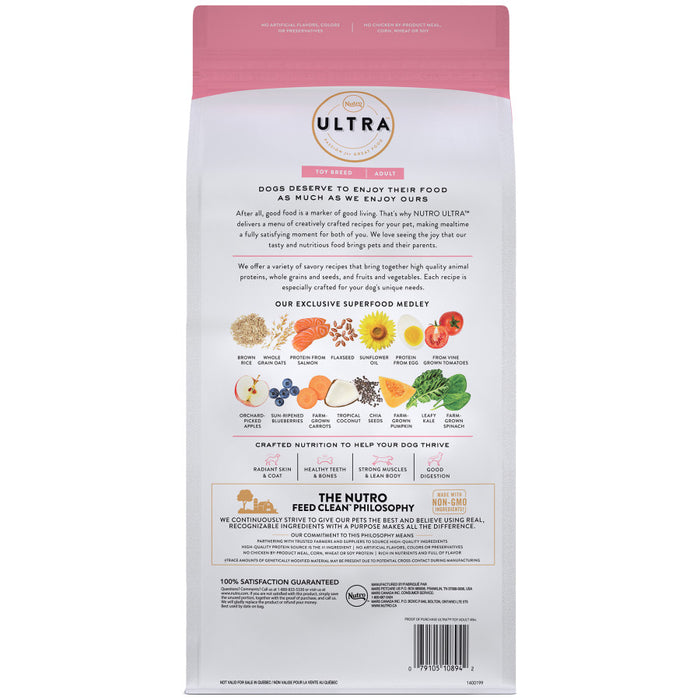 Nutro Products Ultra High Protein Toy Breed Adult Dry Dog Food Trio of Proteins (Chicken, Lamb, & Salmon), 1ea/4 lb