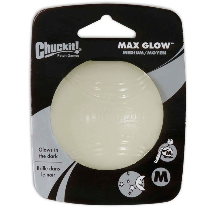 Chuckit! Max Glow Ball Dog Toy White, 1ea/MD