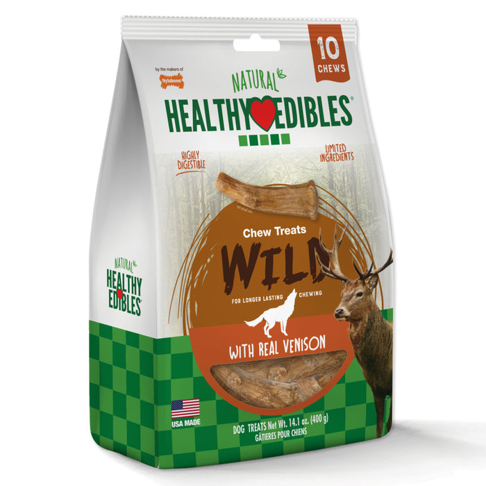 Nylabone Healthy Edibles WILD Antler Natural Long Lasting Venison Flavor Dog Chew Treats 1ea/Medium - Up To 30 lb, 10 ct