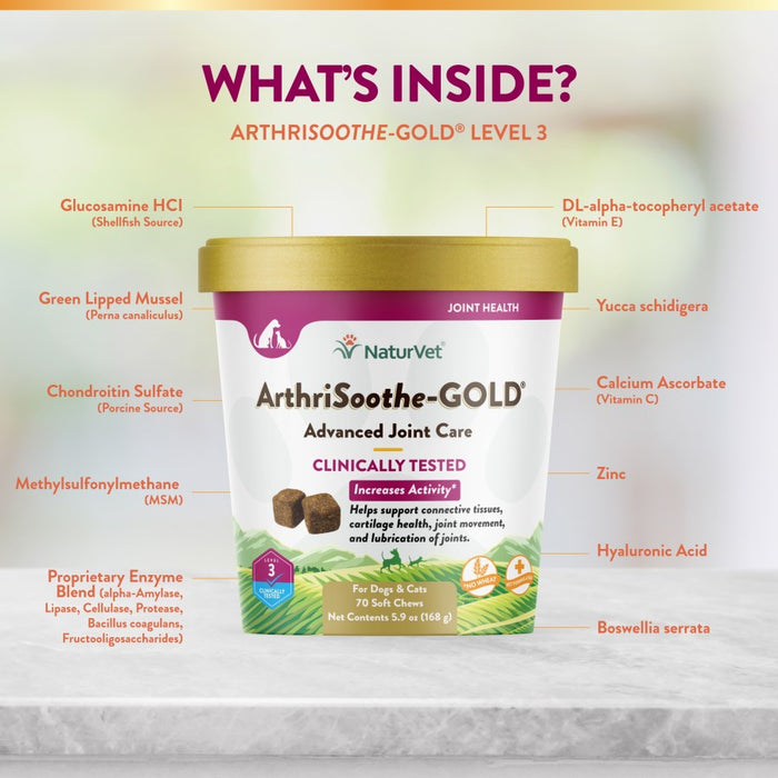 NaturVet ArthriSoothe Gold Level 3 Soft Chew 1ea/5.9 oz, 70 Chews