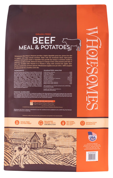 Wholesomes Grain Free Dry Dog Food Beef Meal & Potatoes, 1ea/35 lb