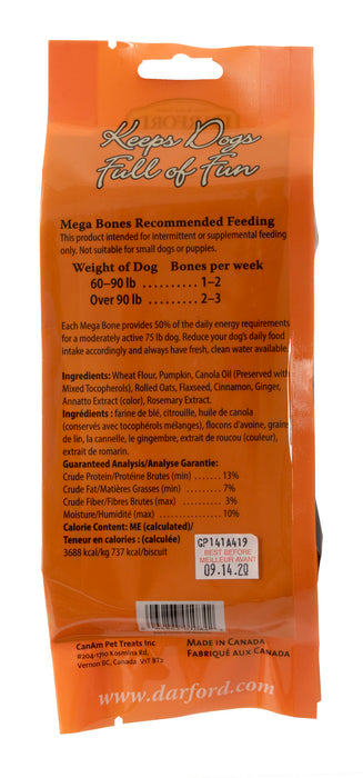 Darford Mega Bones Junior Dog Treat Pumpkin Regular, Pumpkin, 1ea/7 oz