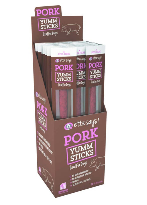 Etta Says! Pork Yumm Sticks Dog Treat Display Box Pork, 24ea/24 ct