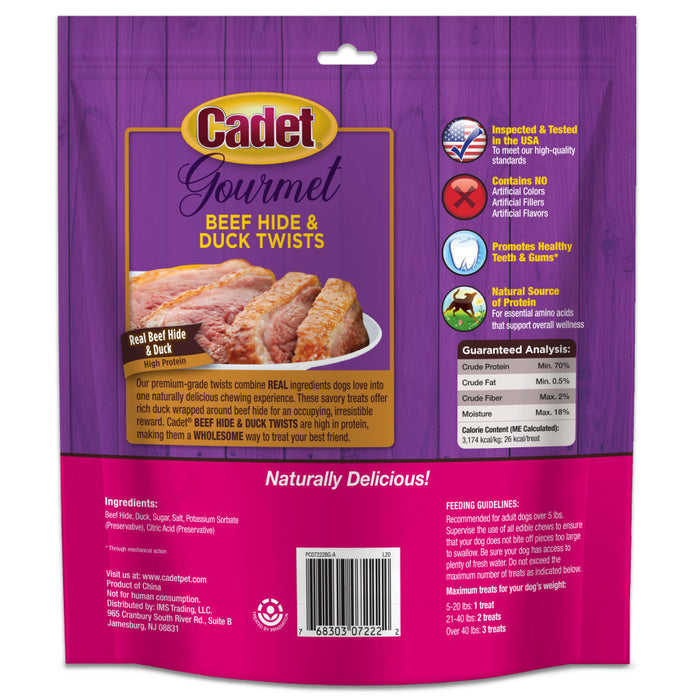 Cadet Gourmet Beef Hide & Duck Dog Twist Sticks Beef Hide & Duck, 1ea/5 In. (50 ct)