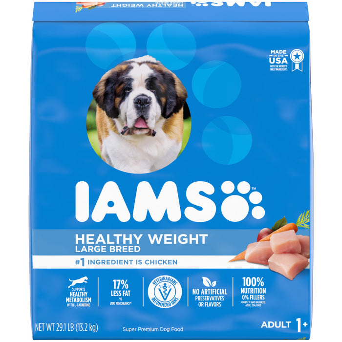 IAMS Healthy Weight Control Large Breed Adult Dry Dog Food Real Chicken, 1ea/29.1 lb