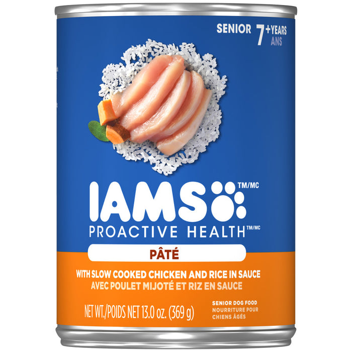 IAMS Proactive Health Paté Senior Wet Dog Food Chicken & Rice, 12ea/12.3 oz