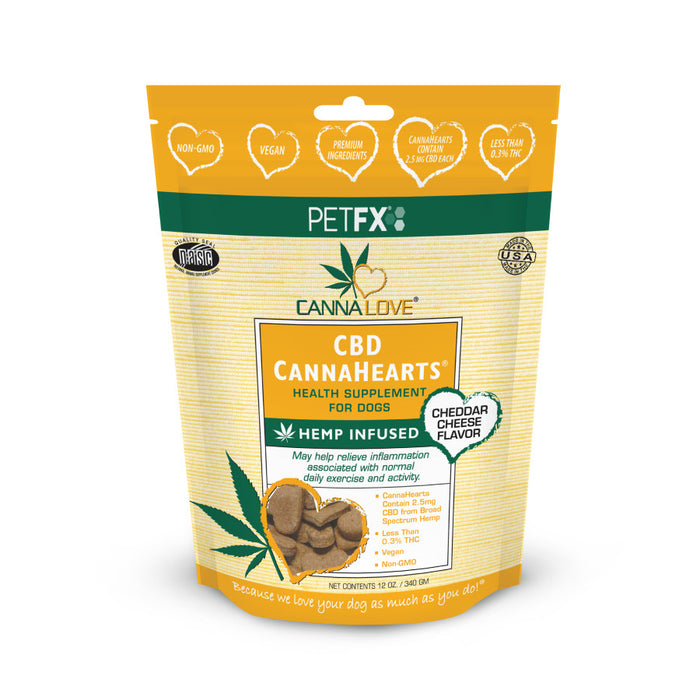 CannaLove CannaHearts CBD Dog Supplement 4.5mg, Cheese, 1ea/12 oz