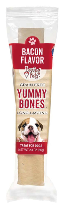 Loving Pets Yummy Bone Flavor Filled Dog Treat Bacon, 15ea/2.8 oz