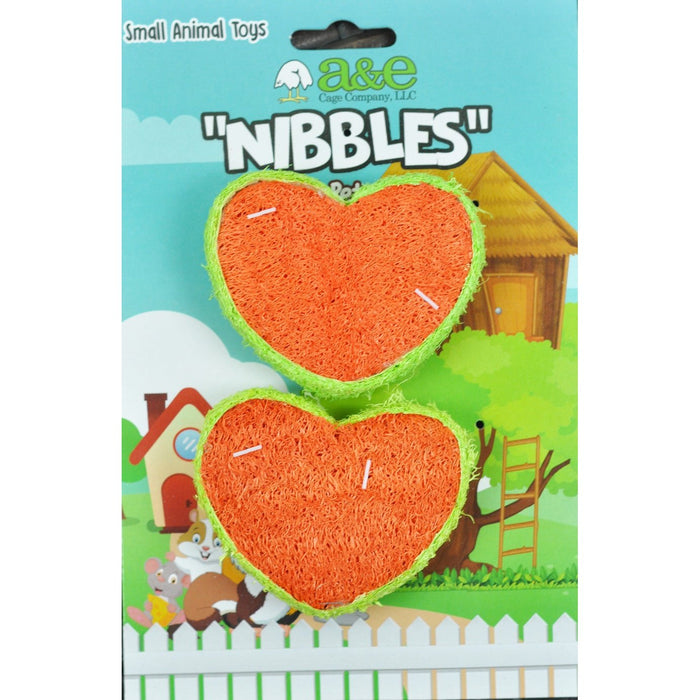 Copy of A & E Cages Nibbles Small Animal Loofah Chew Toy Hearts, 1ea