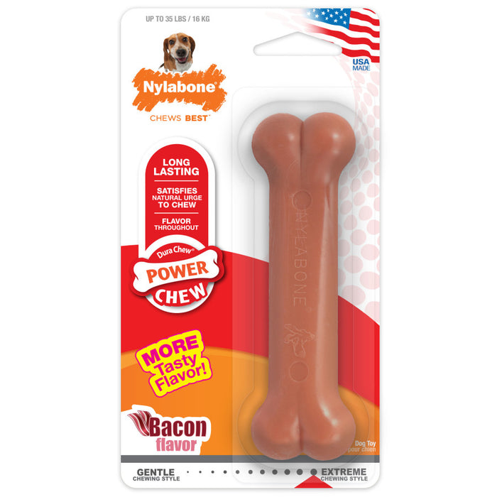 Nylabone Power Chew Durable Dog Toy Bacon, 1ea/Medium - Up To 35 lb