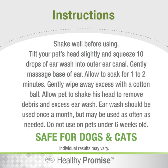 Four Paws Healthy Promise Pet Ear Wash for Dogs and Cats Ear Wash, 1ea/4 oz