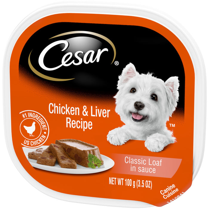 Cesar Classic Loaf in Sauce Adult Wet Dog Food Chicken & Liver, 24ea/3.5 oz, 24 pk