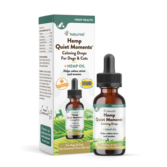 NaturVet Hemp Quiet Moments Calming Drops for Dogs & Cats 1ea/1 oz