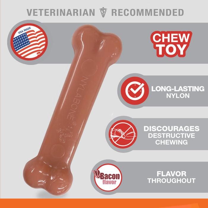 Nylabone Classic Twin Pack Power Chew Flavored Durable Dog Chew Toy Bacon & Chicken, 1ea/Medium - Up To 35 lb