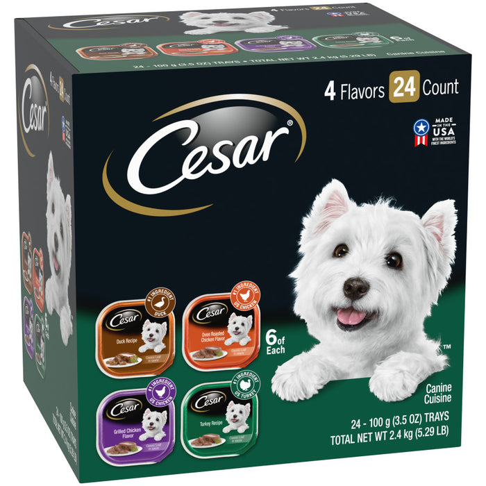 Cesar Classic Loaf in Sauce Adult Wet Dog Food Variety Pack (Duck, Chicken, Turkey), 1ea/84.66 oz, 24 pk