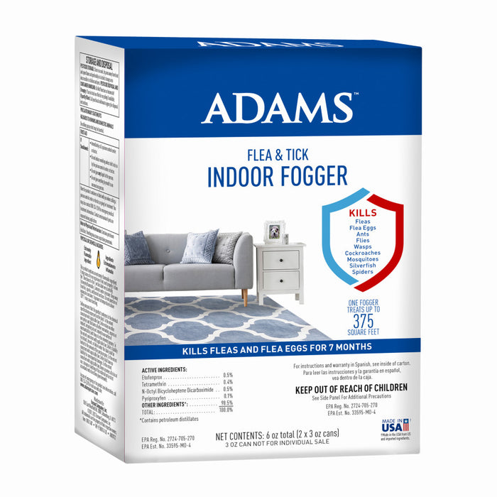 Adams Flea & Tick Indoor Fogger 2 Pack, Clear, 1ea/3 oz Cans