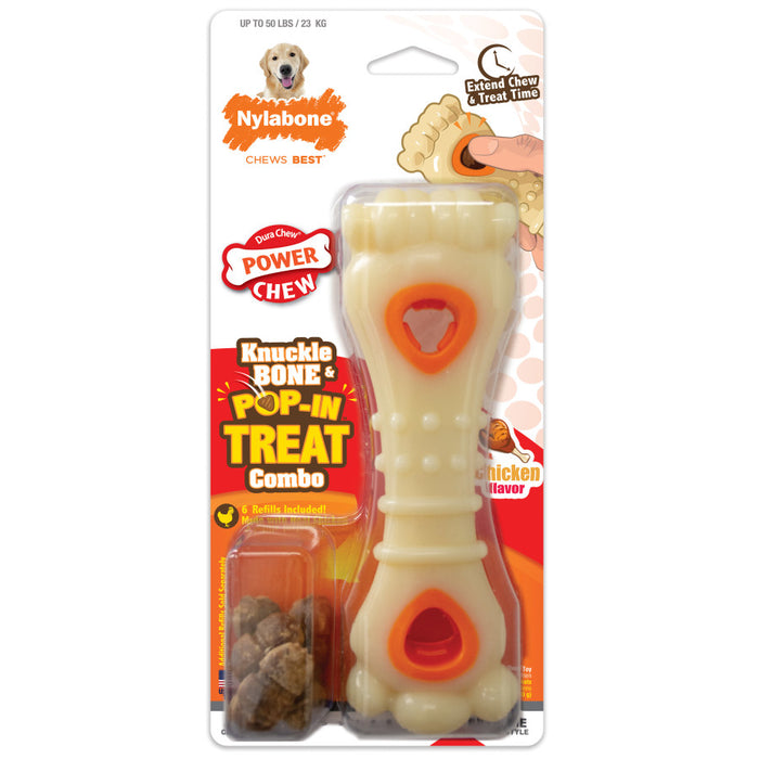 Nylabone Power Chew Knuckle Bone & Pop-In Treat Dog Toy Combo Pop-In, 1ea/Large - Up To 50 lb