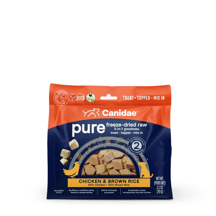 CANIDAE PURE goodness Freeze-Dried Raw 3-in-1 Treat/Topper/Mix-In Chicken & Brown Rice, 1ea/2.5 oz