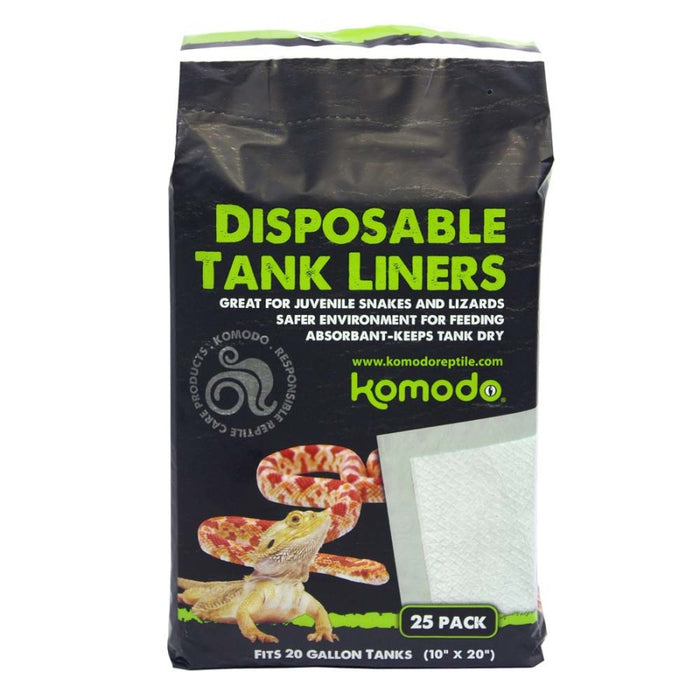 Komodo Repti-Pads Disposable Tank Liner White, 1ea/10 In X 20 in, 25 pk, 10 gal