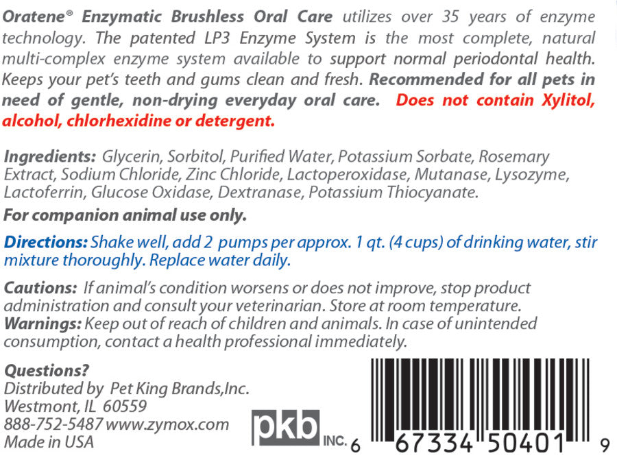 Zymox Brushless Enzymatic Oral Care Therapy Water Additive Bottle for Dogs 1ea/4 fl oz