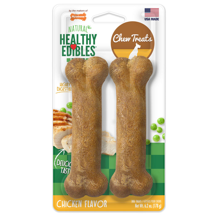 Nylabone Healthy Edibles All-Natural Long Lasting Chicken Flavor Dog Chew Treats 1ea/Medium - Up To 30 lb, 2 ct