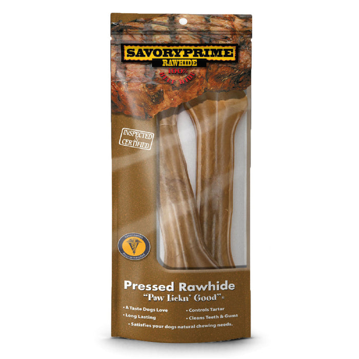 Savory Prime Pressed Rawhide Bones Bagged, Natural, 1ea/8.5 in, 2 pk